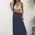 Women's Fashion Ties Tassel Patchwork Irregular Beach Dress