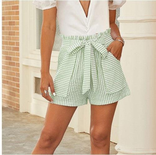 Commuter Loose Striped Shorts For Women