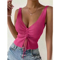 Summer Fashion Drawstring American Hot Girl All-matching Drawstring Vest Top