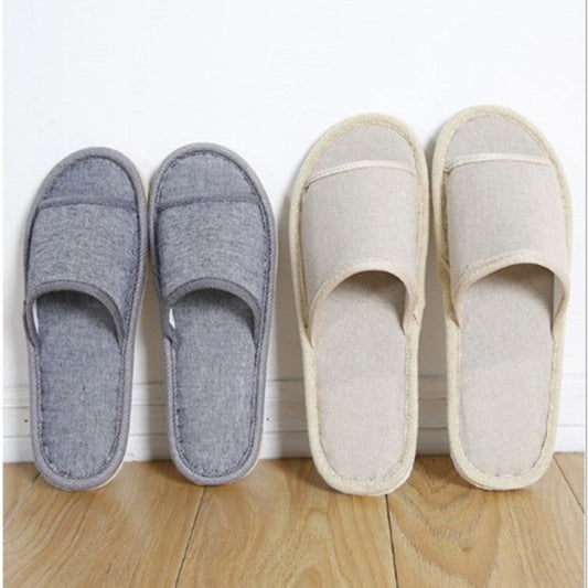 Retro Solid Color Coarse Cloth Hotel Home Slippers