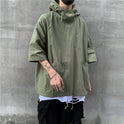 Men's Hong Kong Style Loose Hooded Half Sleeve T-shirt