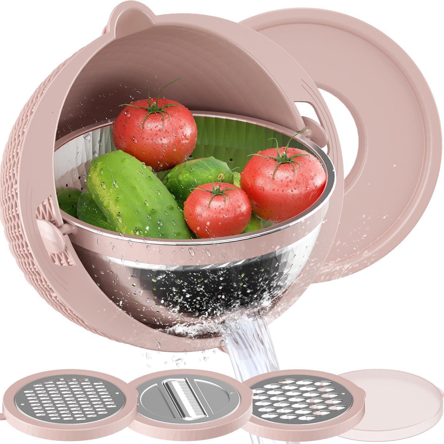 Household Rotatable Double-layer Vegetable Washing And Draining Basket