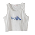 Embroidered Letter High Waist Short Midriff-baring Tank Top