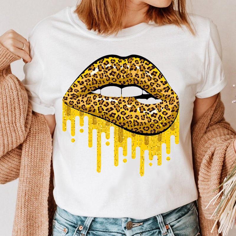 Fashion Printing Creative Color Lip Print Short Sleeve