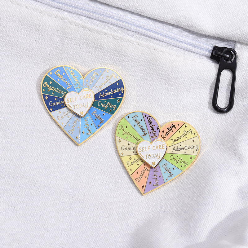 Women's Fashion Double Layers Loving Heart Shape Rotating Badge