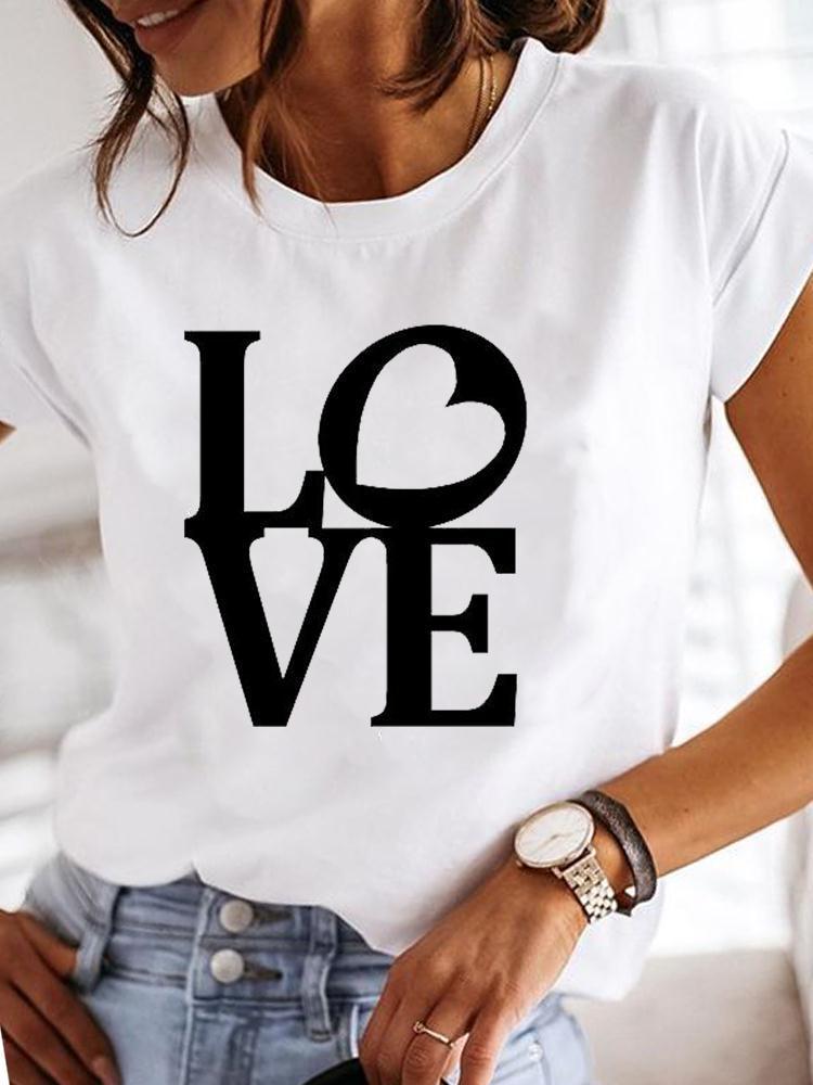 European And American Women's Clothing Casual Daily Short Sleeve Casual Cotton T-shirt