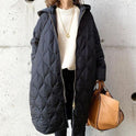 Autumn And Winter New Diamond Lattice Hooded Cotton Coat Jacket Women's Top