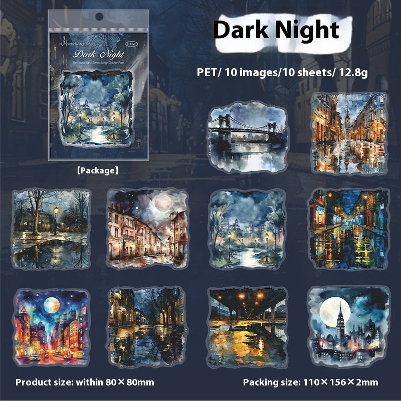 PET Large Size Night View Sticker Package