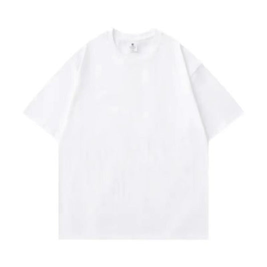 Plus Size Cotton Men's Blank T-Shirt White Oversized Retro Solid Color T-Shirt Large Size Men's Women's Fashion Short Sleeve Men's T-Shirt