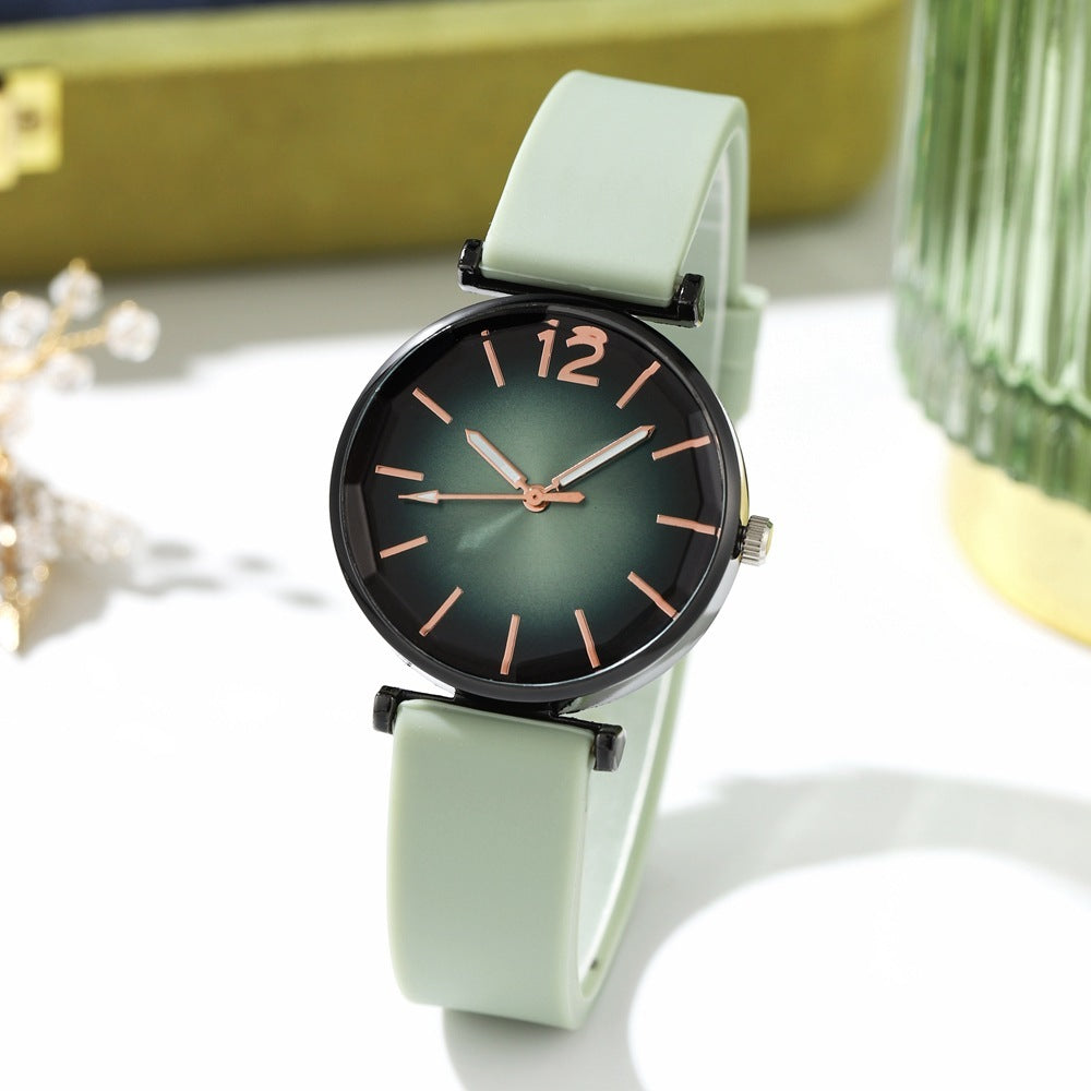 Women's Fashion Gradient Silicone Casual Watch